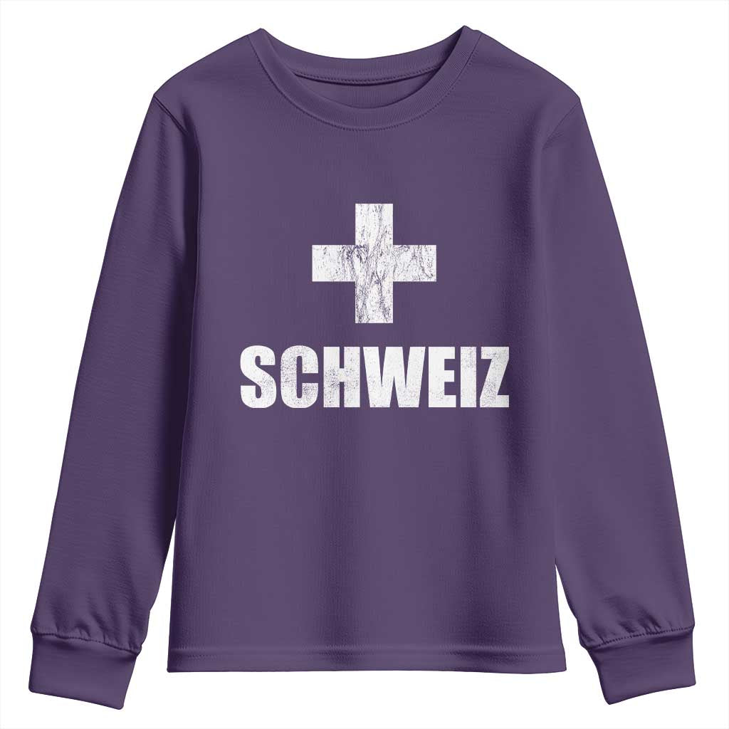 Schweiz Swiss German Vintage Cross Flag Switzerland Roots Youth Sweatshirt