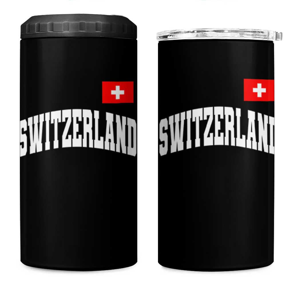 Switzerland Sports Throwback Design 4 in 1 Can Cooler Tumbler Vintage Swiss Flag Soccer Jersey Style