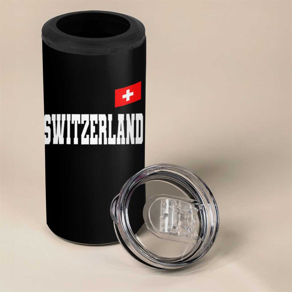 Switzerland Sports Throwback Design 4 in 1 Can Cooler Tumbler Vintage Swiss Flag Soccer Jersey Style