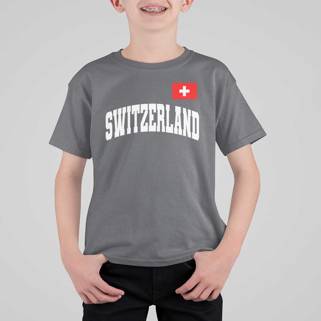 Switzerland Sports Throwback Design T Shirt For Kid Vintage Swiss Flag Soccer Jersey Style