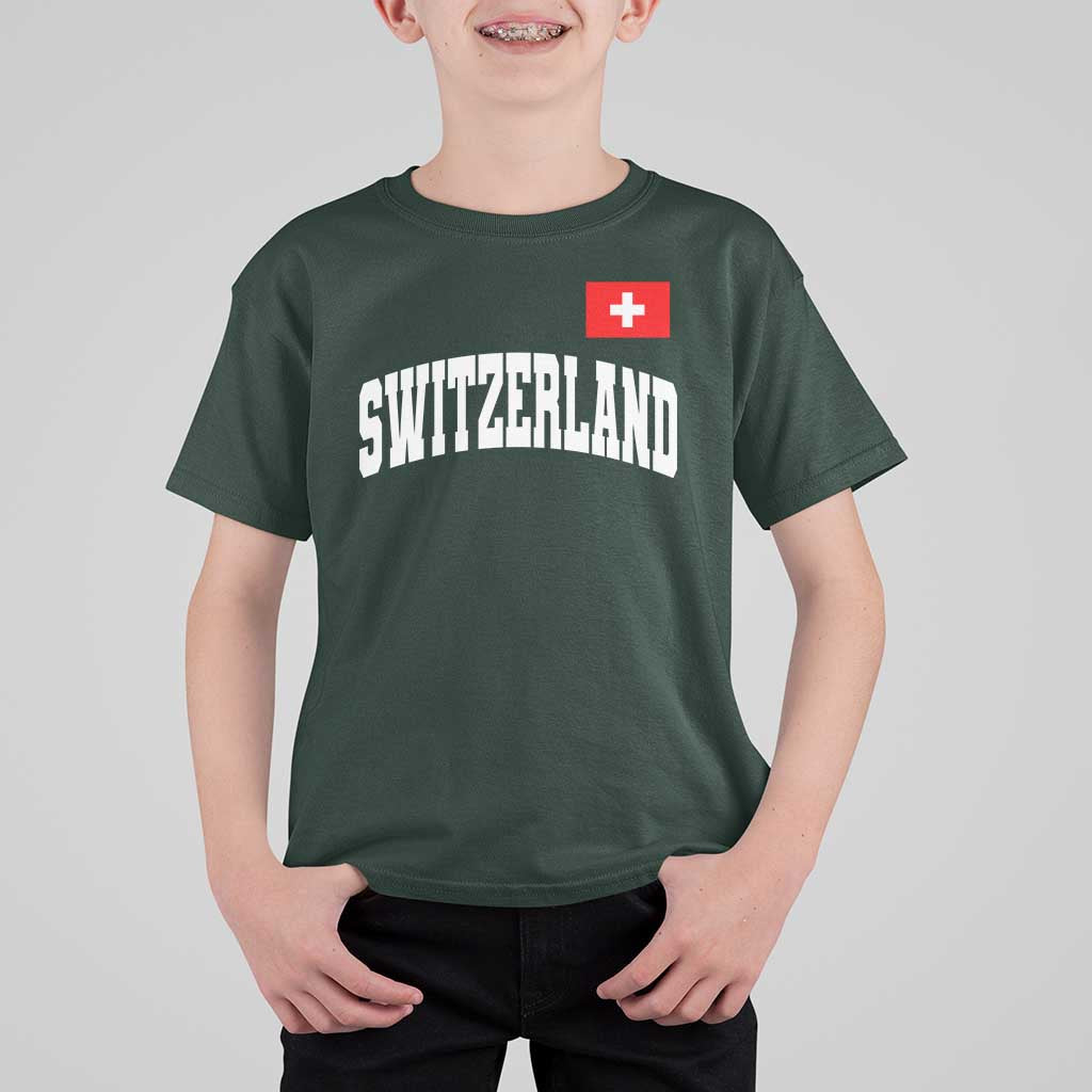 Switzerland Sports Throwback Design T Shirt For Kid Vintage Swiss Flag Soccer Jersey Style