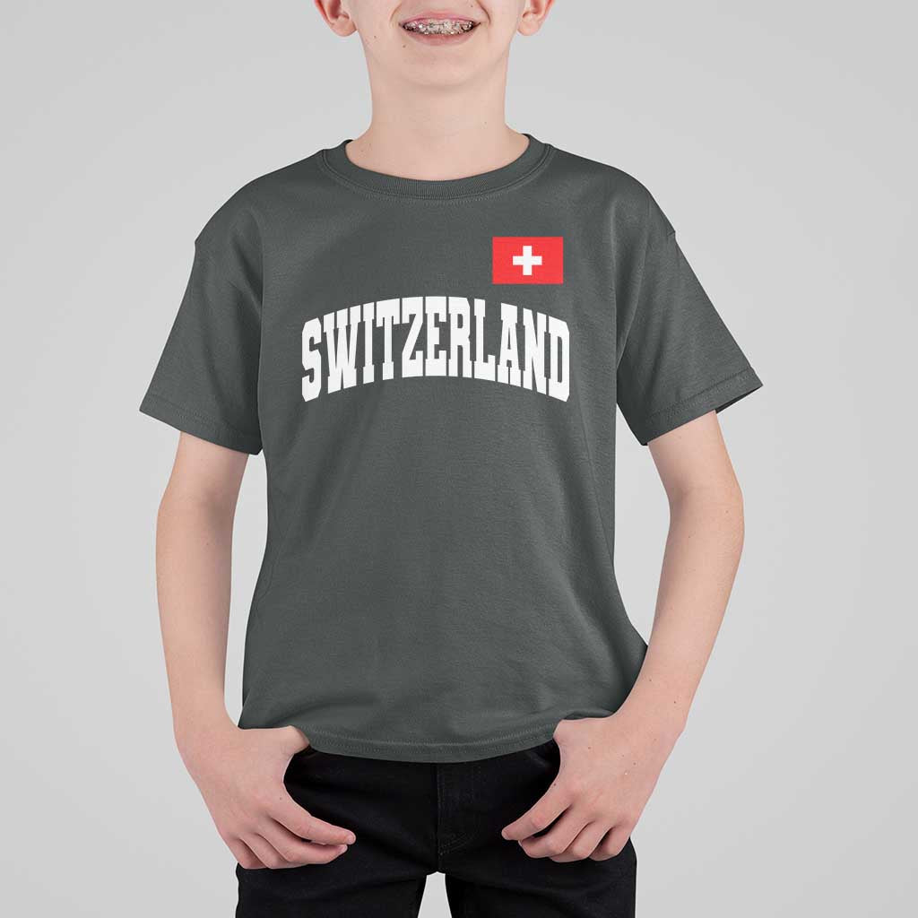 Switzerland Sports Throwback Design T Shirt For Kid Vintage Swiss Flag Soccer Jersey Style