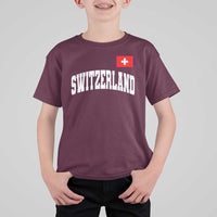 Switzerland Sports Throwback Design T Shirt For Kid Vintage Swiss Flag Soccer Jersey Style