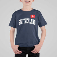 Switzerland Sports Throwback Design T Shirt For Kid Vintage Swiss Flag Soccer Jersey Style