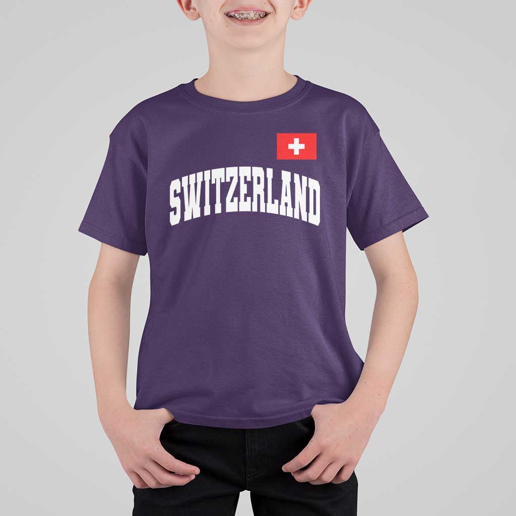Switzerland Sports Throwback Design T Shirt For Kid Vintage Swiss Flag Soccer Jersey Style