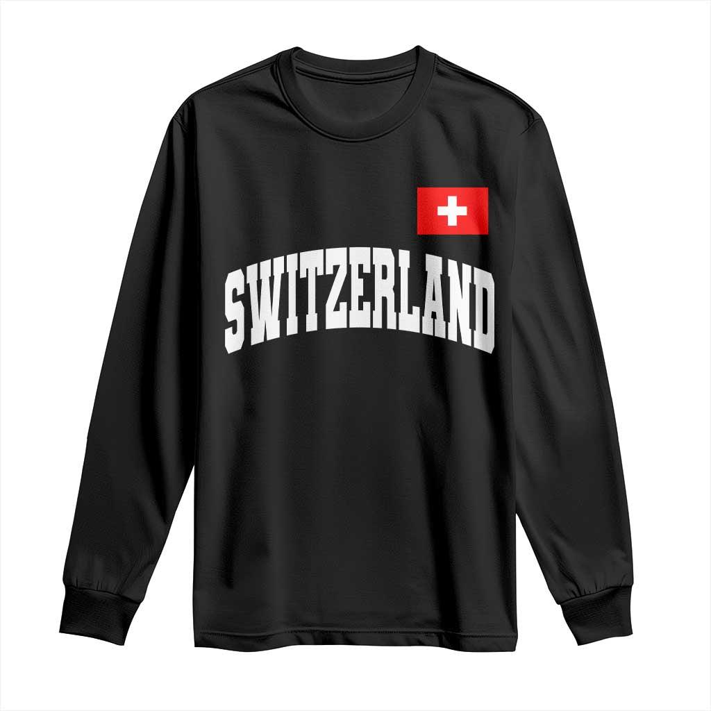 Switzerland Sports Throwback Design Long Sleeve Shirt Vintage Swiss Flag Soccer Jersey Style
