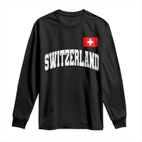 Switzerland Sports Throwback Design Long Sleeve Shirt Vintage Swiss Flag Soccer Jersey Style