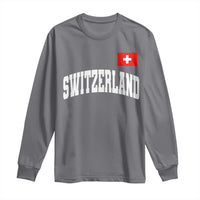 Switzerland Sports Throwback Design Long Sleeve Shirt Vintage Swiss Flag Soccer Jersey Style