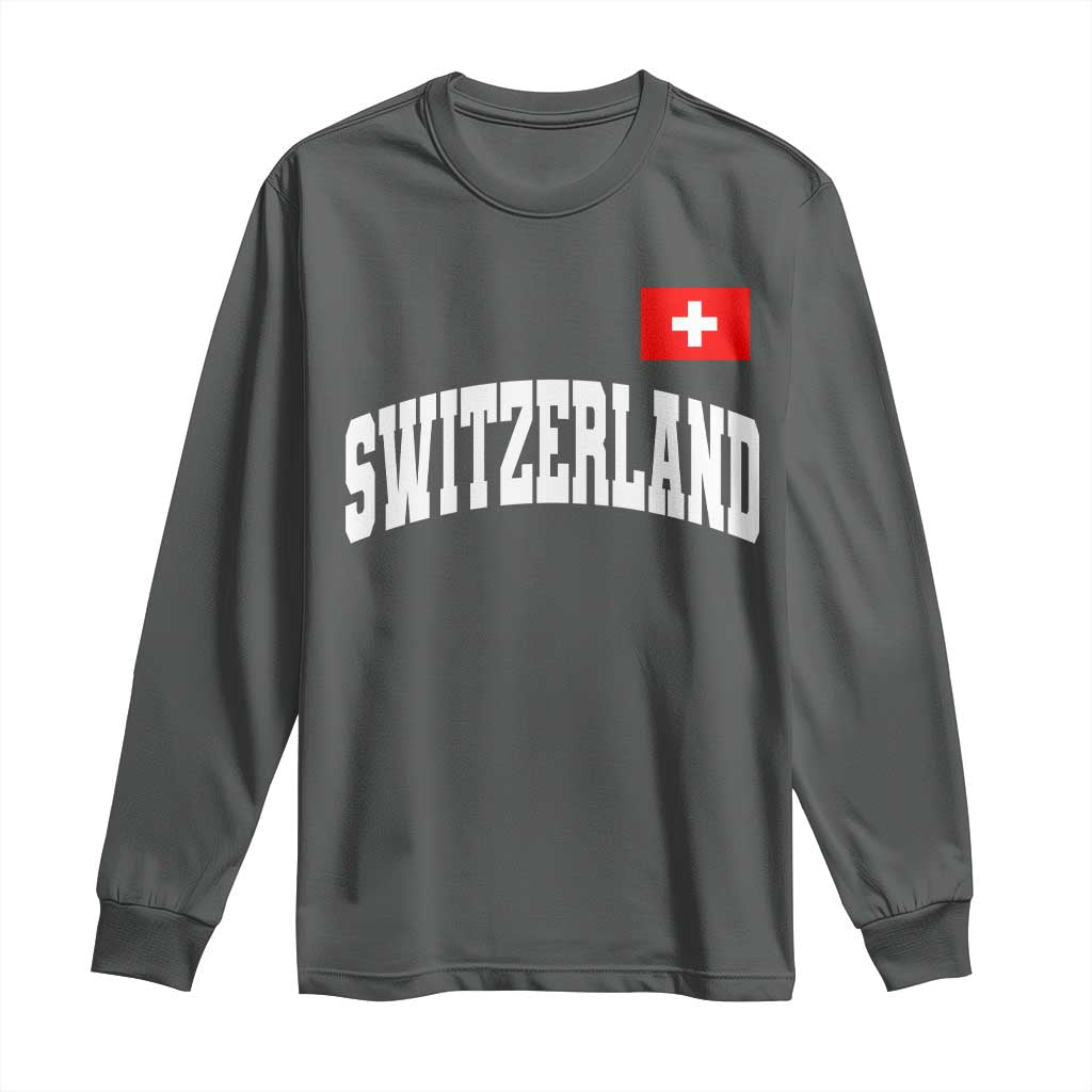 Switzerland Sports Throwback Design Long Sleeve Shirt Vintage Swiss Flag Soccer Jersey Style