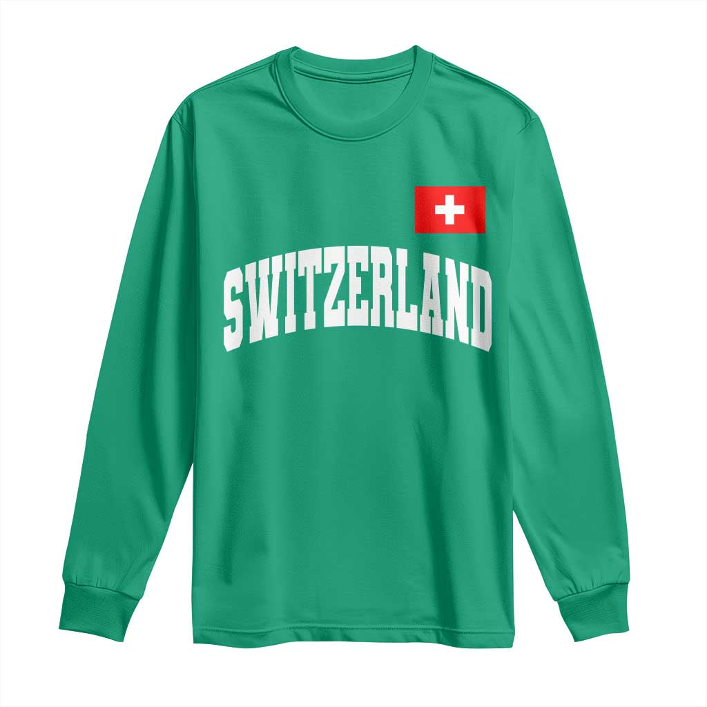 Switzerland Sports Throwback Design Long Sleeve Shirt Vintage Swiss Flag Soccer Jersey Style