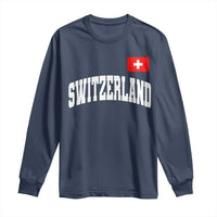 Switzerland Sports Throwback Design Long Sleeve Shirt Vintage Swiss Flag Soccer Jersey Style
