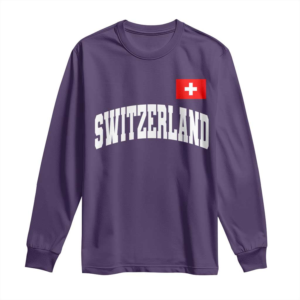 Switzerland Sports Throwback Design Long Sleeve Shirt Vintage Swiss Flag Soccer Jersey Style