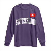 Switzerland Sports Throwback Design Long Sleeve Shirt Vintage Swiss Flag Soccer Jersey Style
