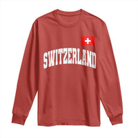 Switzerland Sports Throwback Design Long Sleeve Shirt Vintage Swiss Flag Soccer Jersey Style
