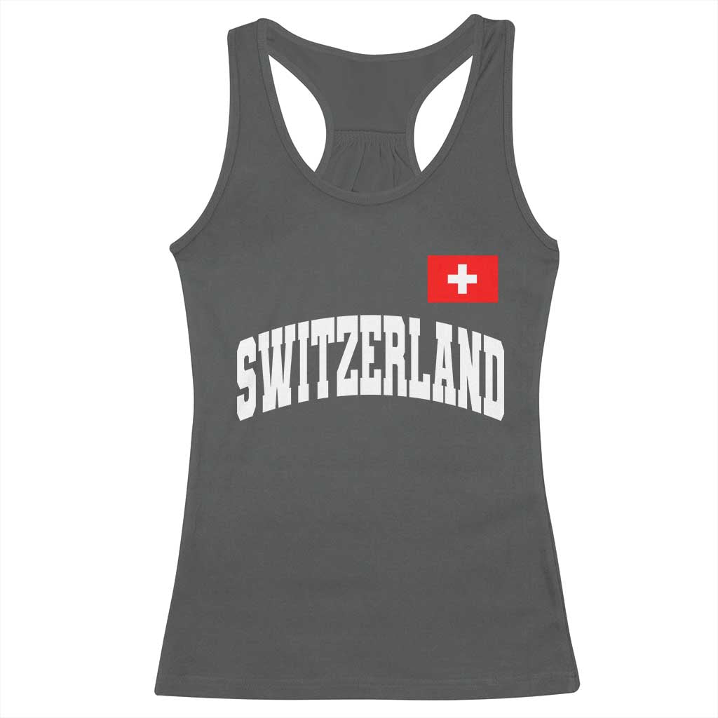 Switzerland Sports Throwback Design Racerback Tank Top Vintage Swiss Flag Soccer Jersey Style