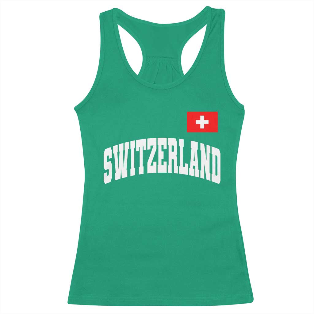 Switzerland Sports Throwback Design Racerback Tank Top Vintage Swiss Flag Soccer Jersey Style