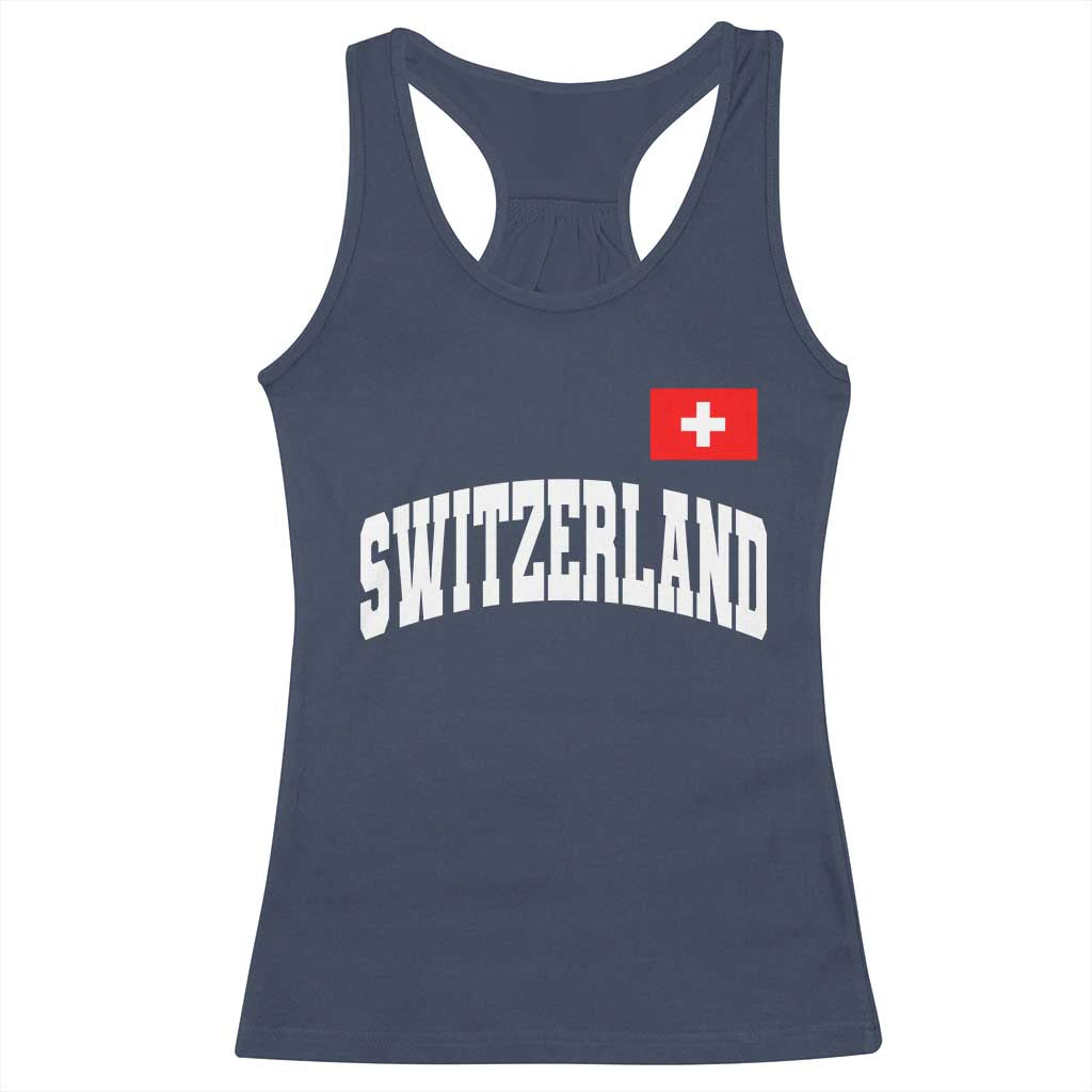 Switzerland Sports Throwback Design Racerback Tank Top Vintage Swiss Flag Soccer Jersey Style