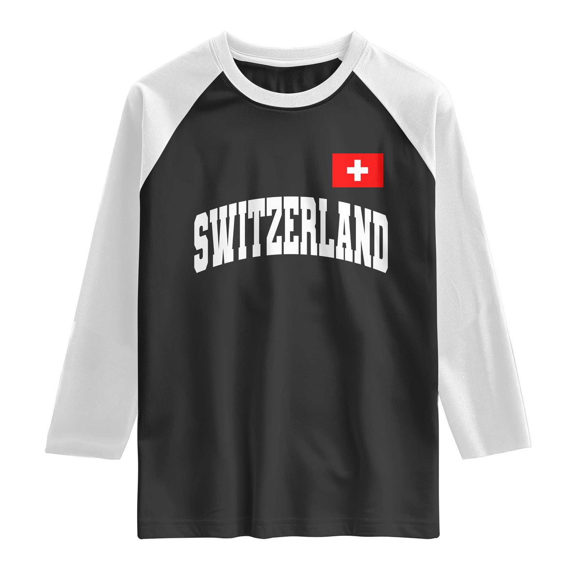Switzerland Sports Throwback Design Raglan Shirt Vintage Swiss Flag Soccer Jersey Style