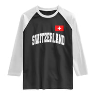 Switzerland Sports Throwback Design Raglan Shirt Vintage Swiss Flag Soccer Jersey Style