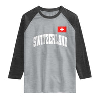 Switzerland Sports Throwback Design Raglan Shirt Vintage Swiss Flag Soccer Jersey Style