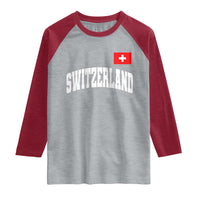 Switzerland Sports Throwback Design Raglan Shirt Vintage Swiss Flag Soccer Jersey Style
