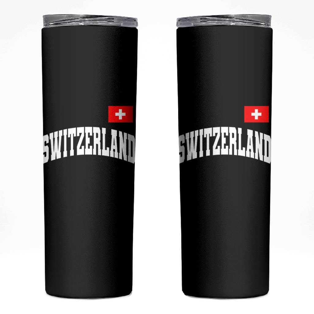 Switzerland Sports Throwback Design Skinny Tumbler Vintage Swiss Flag Soccer Jersey Style