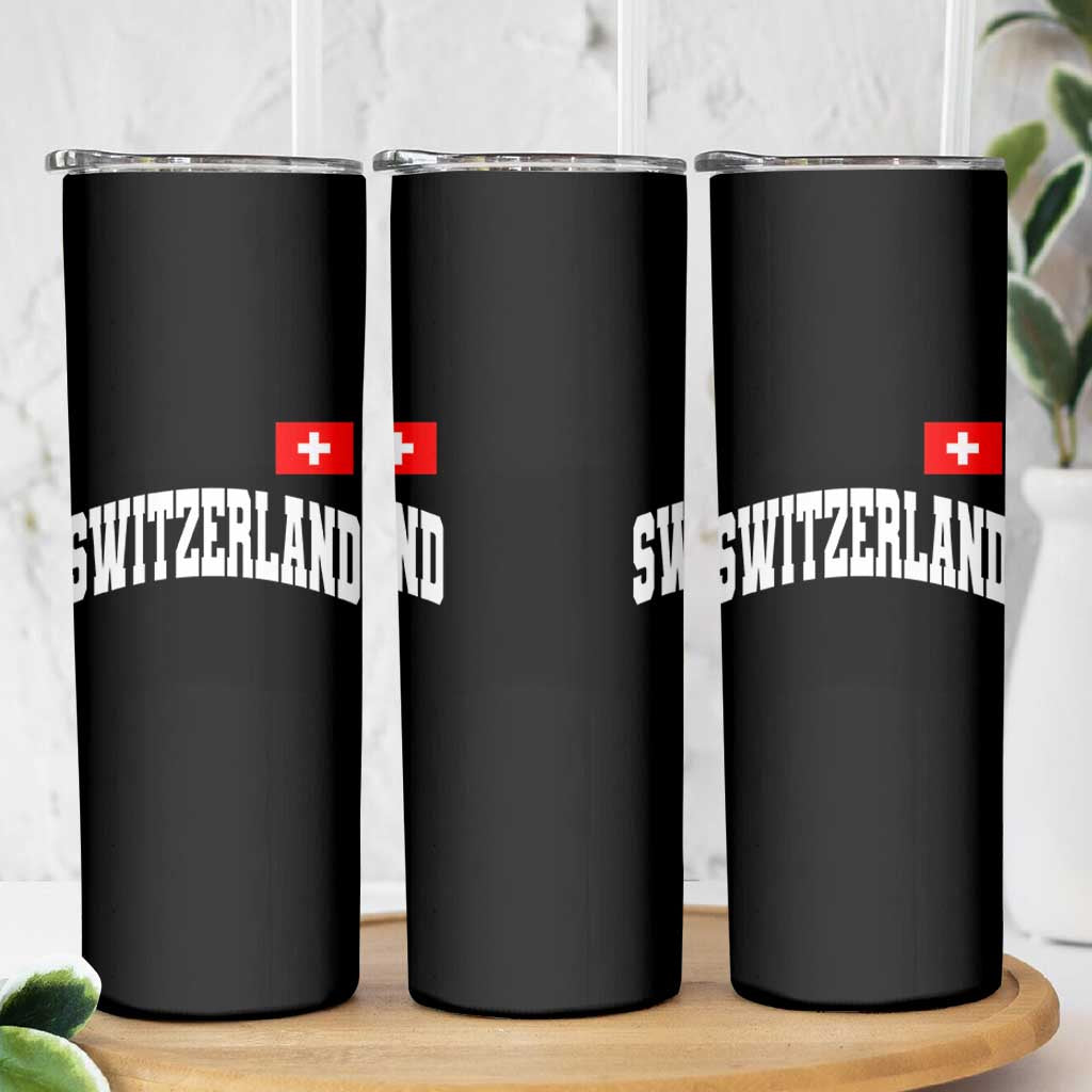 Switzerland Sports Throwback Design Skinny Tumbler Vintage Swiss Flag Soccer Jersey Style