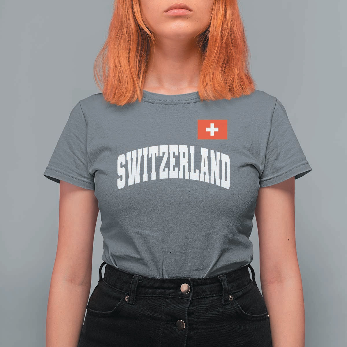 Switzerland Sports Throwback Design T Shirt For Women Vintage Swiss Flag Soccer Jersey Style