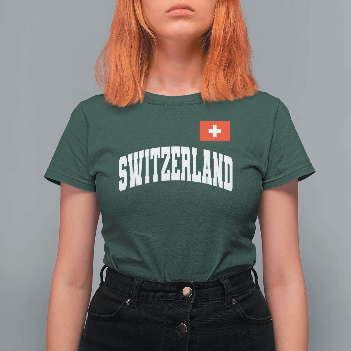 Switzerland Sports Throwback Design T Shirt For Women Vintage Swiss Flag Soccer Jersey Style