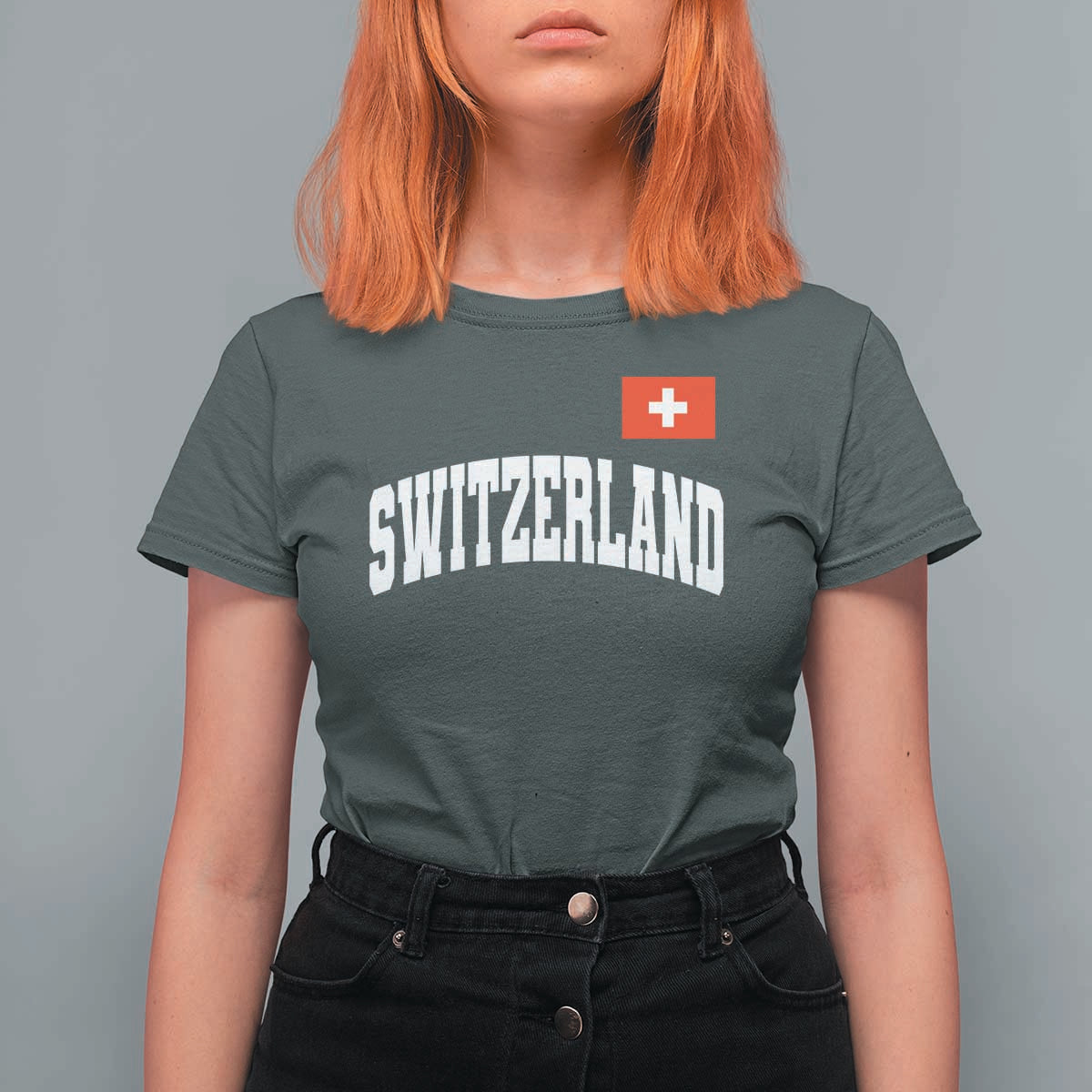 Switzerland Sports Throwback Design T Shirt For Women Vintage Swiss Flag Soccer Jersey Style