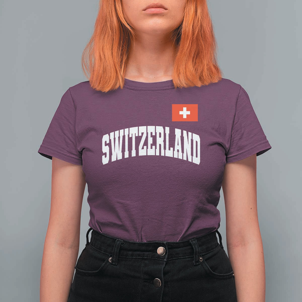 Switzerland Sports Throwback Design T Shirt For Women Vintage Swiss Flag Soccer Jersey Style