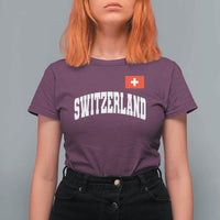 Switzerland Sports Throwback Design T Shirt For Women Vintage Swiss Flag Soccer Jersey Style