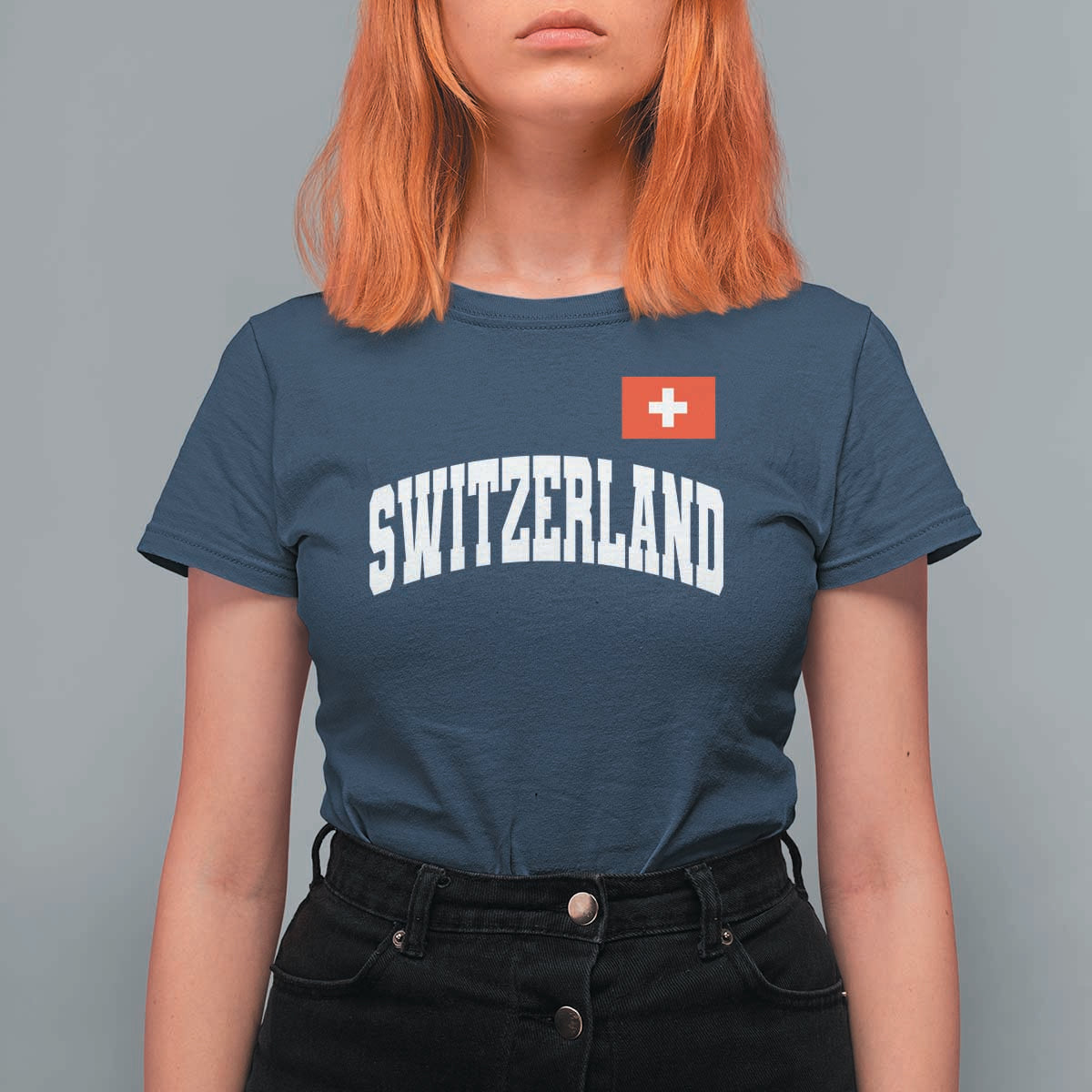 Switzerland Sports Throwback Design T Shirt For Women Vintage Swiss Flag Soccer Jersey Style