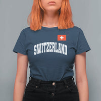 Switzerland Sports Throwback Design T Shirt For Women Vintage Swiss Flag Soccer Jersey Style
