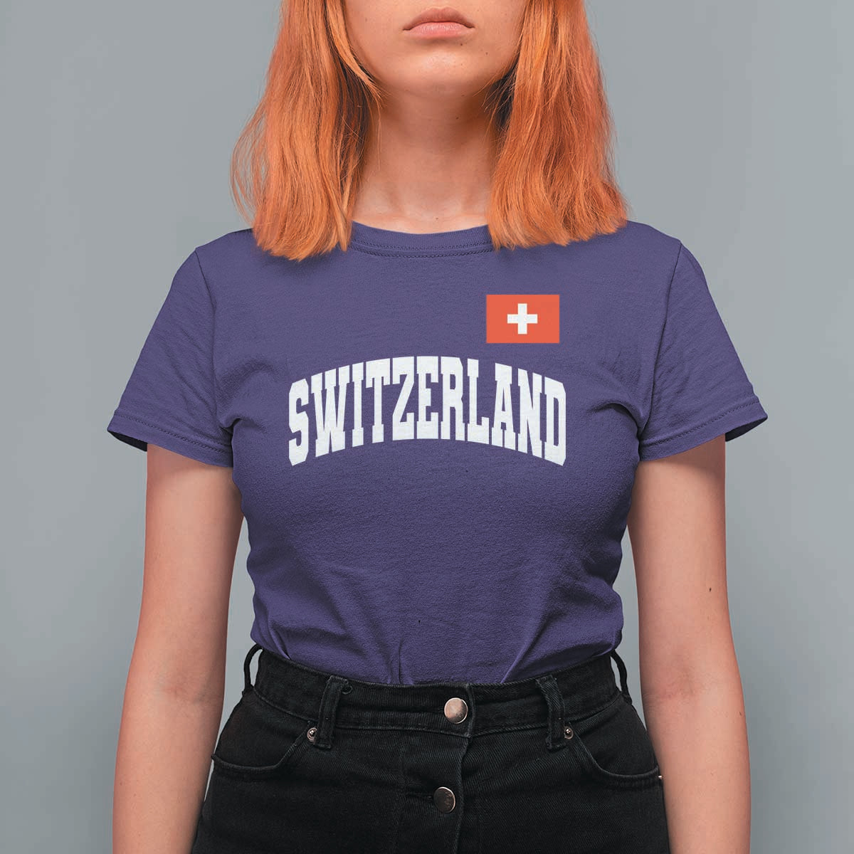 Switzerland Sports Throwback Design T Shirt For Women Vintage Swiss Flag Soccer Jersey Style