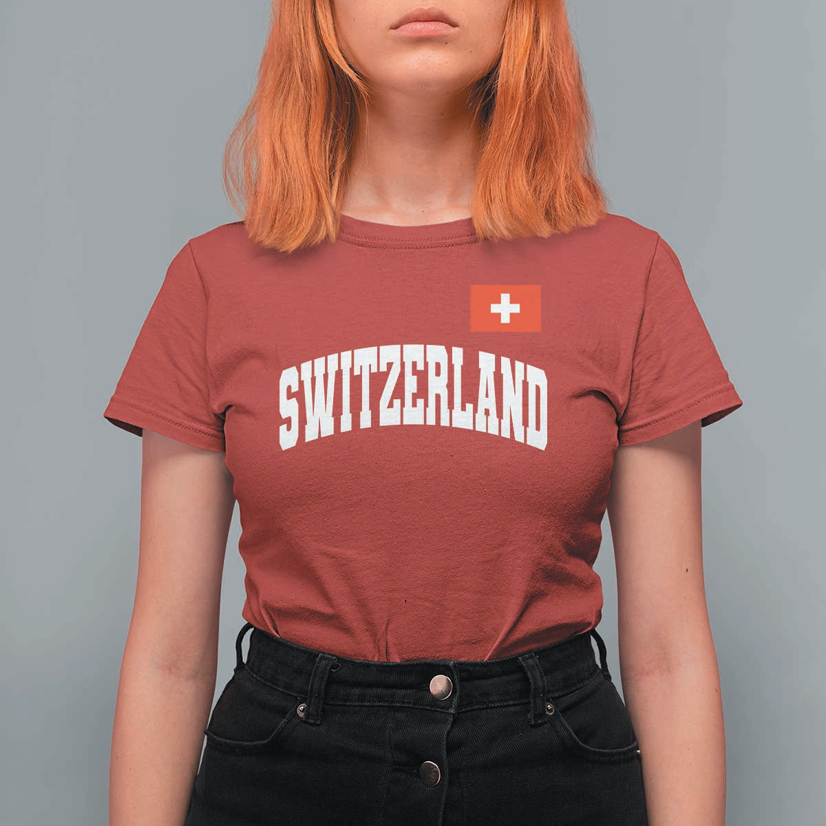 Switzerland Sports Throwback Design T Shirt For Women Vintage Swiss Flag Soccer Jersey Style