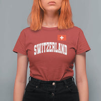 Switzerland Sports Throwback Design T Shirt For Women Vintage Swiss Flag Soccer Jersey Style