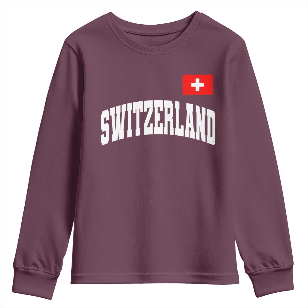 Switzerland Sports Throwback Design Youth Sweatshirt Vintage Swiss Flag Soccer Jersey Style