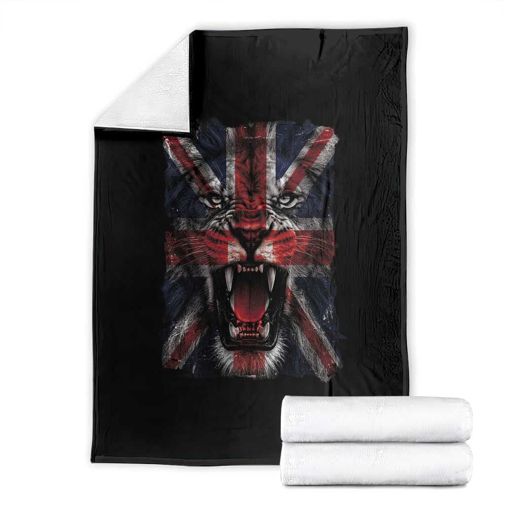 Union Jack Flag Lion Face UK British Great Britain Throw Blanket