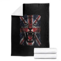 Union Jack Flag Lion Face UK British Great Britain Throw Blanket
