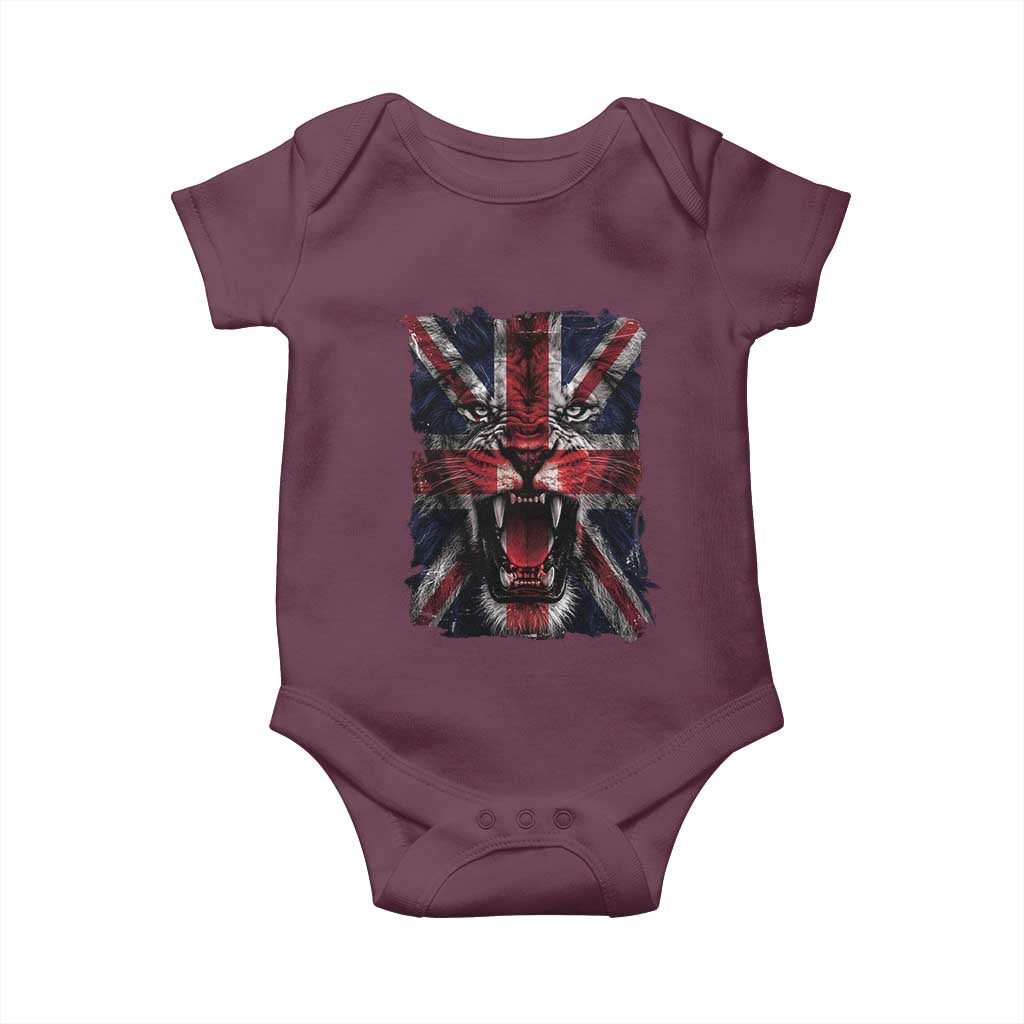 Union Jack Flag Lion Face UK British Great Britain Baby Onesie
