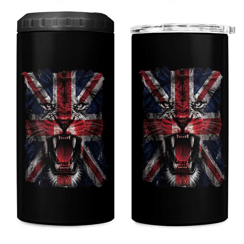 Union Jack Flag Lion Face UK British Great Britain 4 in 1 Can Cooler Tumbler