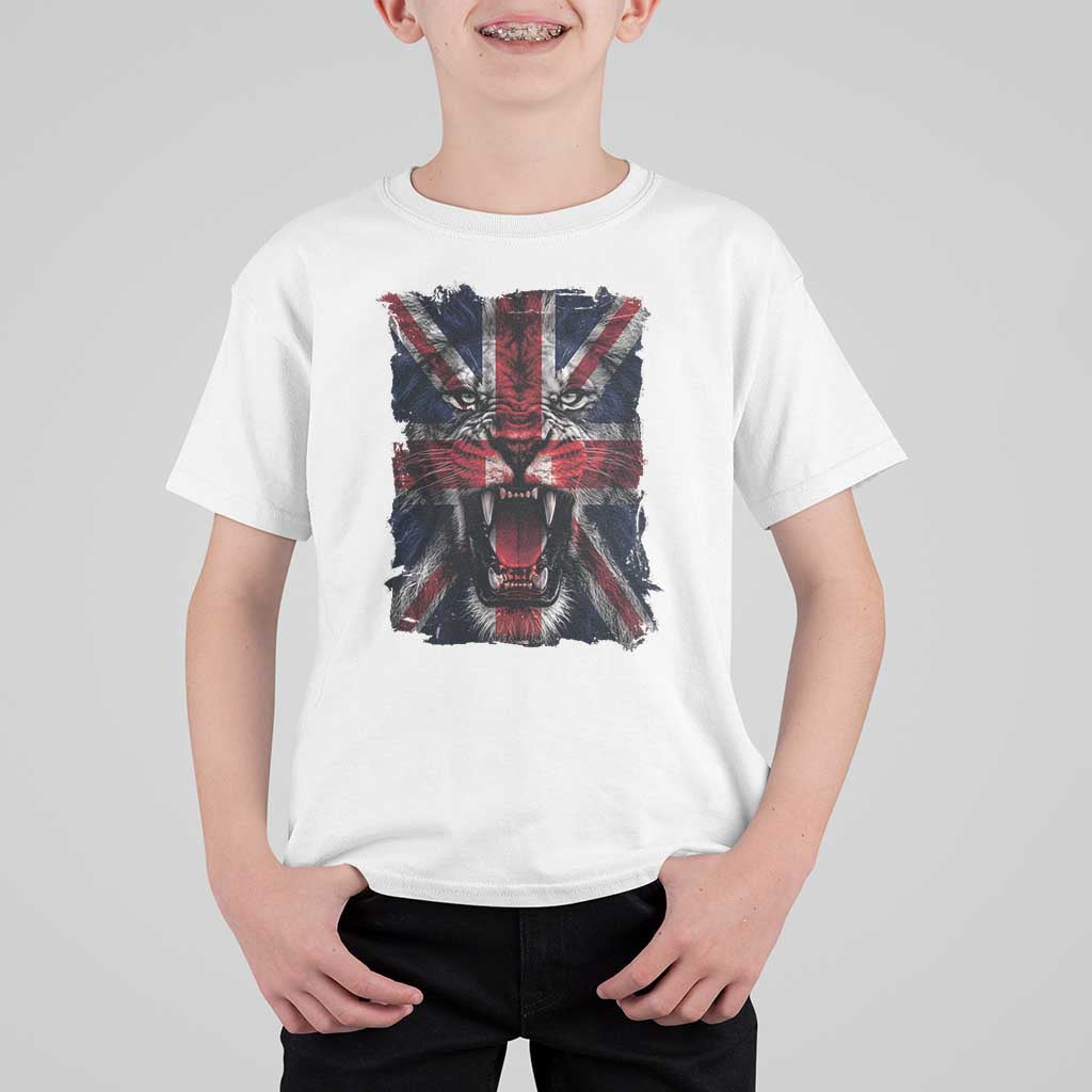Union Jack Flag Lion Face UK British Great Britain T Shirt For Kid