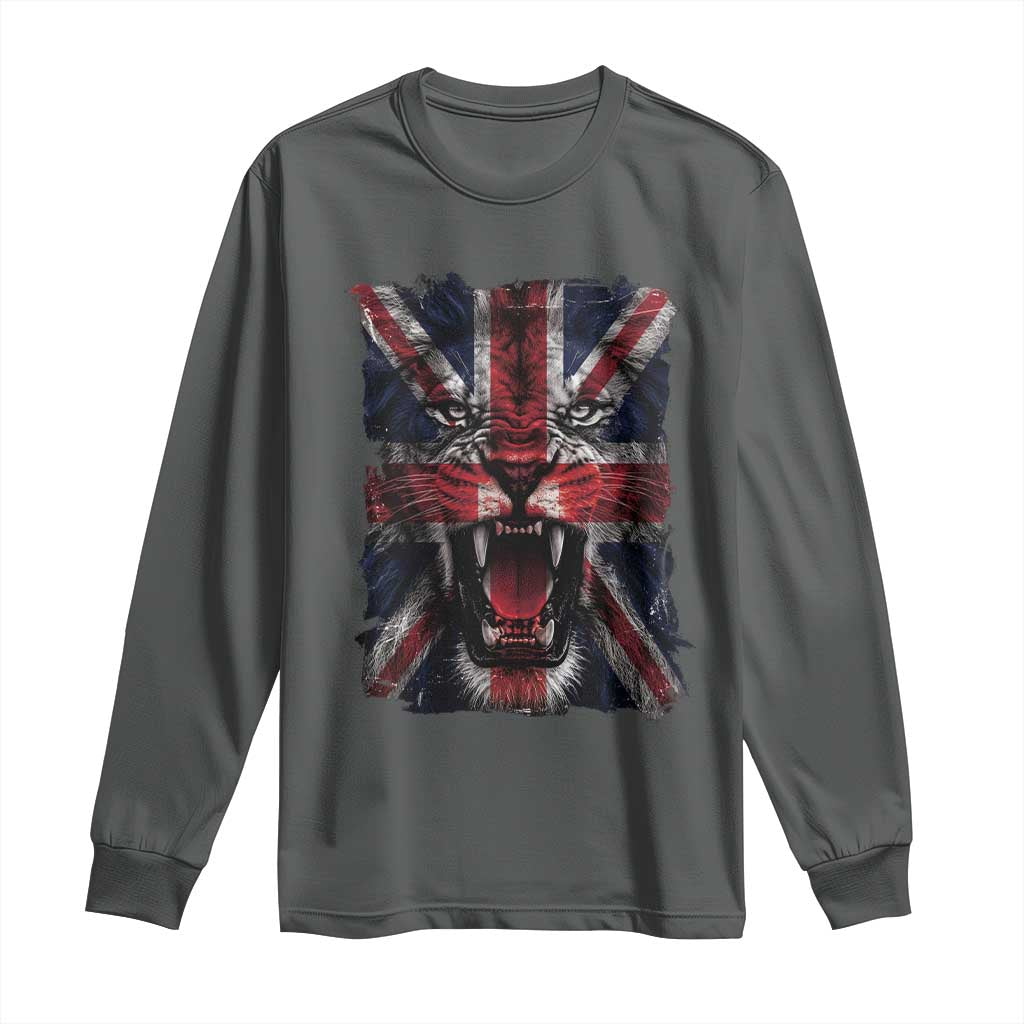 Union Jack Flag Lion Face UK British Great Britain Long Sleeve Shirt