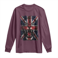 Union Jack Flag Lion Face UK British Great Britain Long Sleeve Shirt