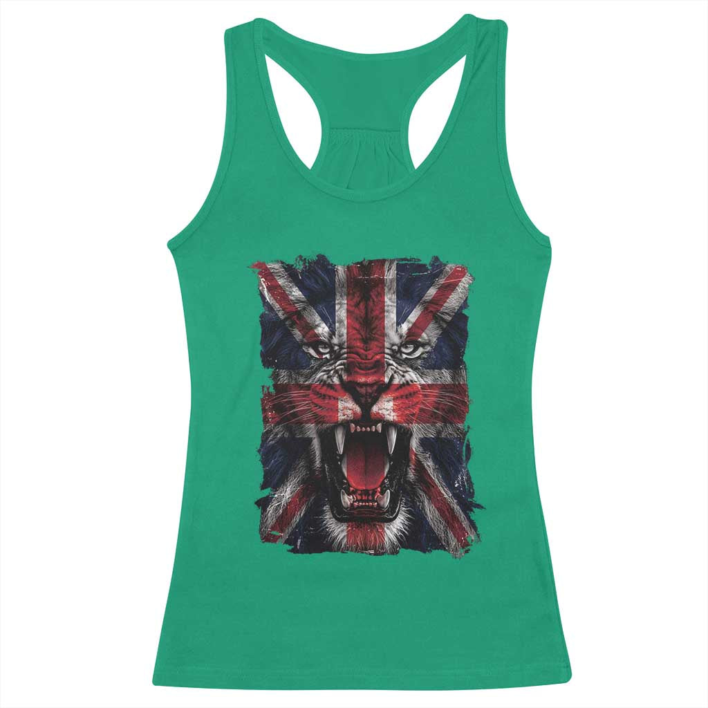 Union Jack Flag Lion Face UK British Great Britain Racerback Tank Top