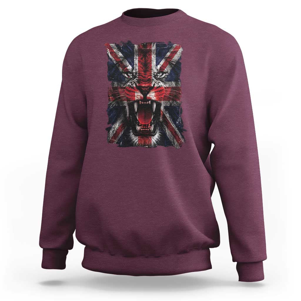 Union Jack Flag Lion Face UK British Great Britain Sweatshirt