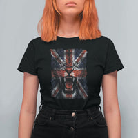 Union Jack Flag Lion Face UK British Great Britain T Shirt For Women