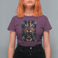 Union Jack Flag Lion Face UK British Great Britain T Shirt For Women