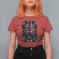 Union Jack Flag Lion Face UK British Great Britain T Shirt For Women